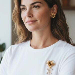 Vintage 70’s, costume earrings and brooch set